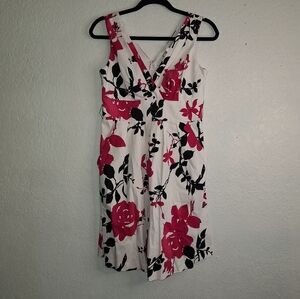 Corey P White w/Pink/Black Flowers Size 6 Women's Dress
